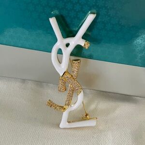 Gold and White Designer Brooch